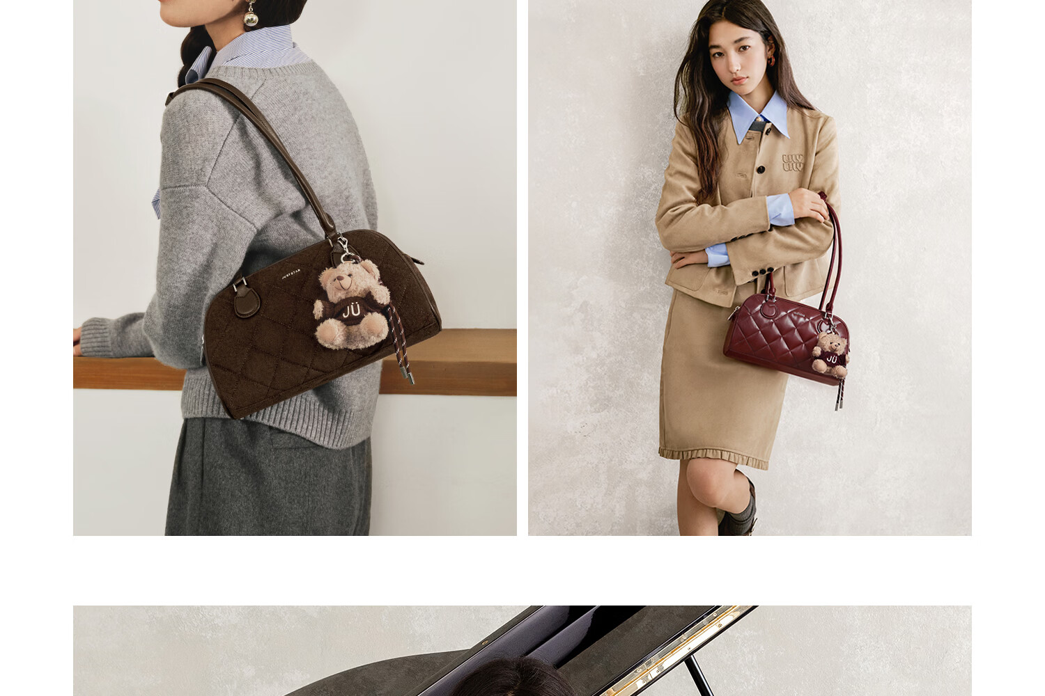 JUST STAR Sun Yi Style Baguette Bag Women's 2026 New Luxury Boston Bowling Underarm Bag Birthday Gift 35