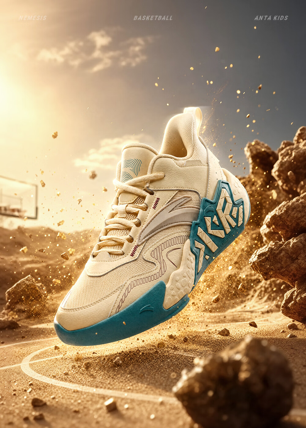 Anta Kids Sports Shoes Boys Big Children Youth 6-12 Years Professional Durable Cement Basketball Shoes A12541103H 1