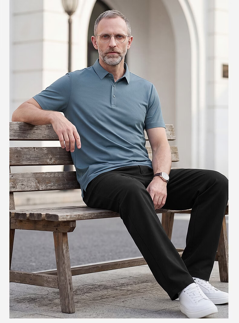 SHANSHAN Father's Day Practical Short Sleeve POLO Set Men's T-Shirt Two-Piece Pants Dad Summer Clothing 23