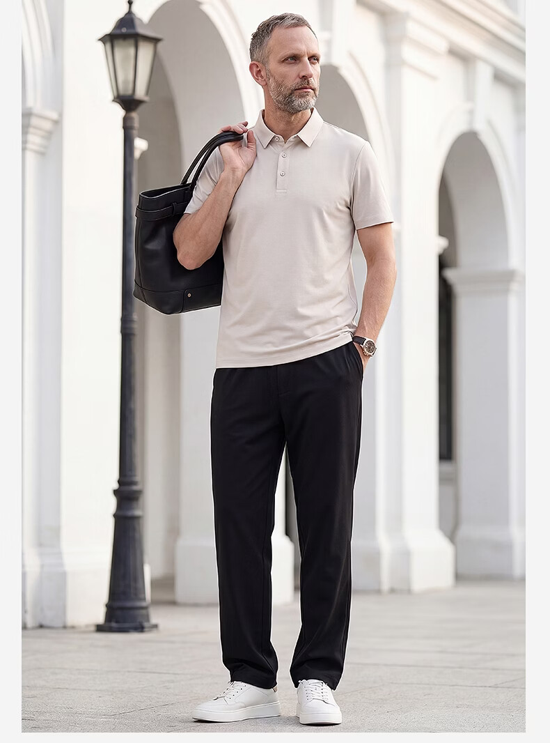 SHANSHAN Father's Day Practical Short Sleeve POLO Set Men's T-Shirt Two-Piece Pants Dad Summer Clothing 15