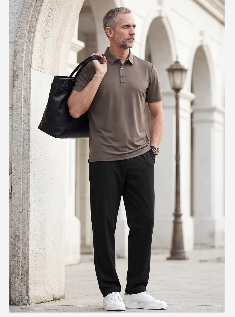SHANSHAN Father's Day Practical Short Sleeve POLO Set Men's T-Shirt Two-Piece Pants Dad Summer Clothing 26