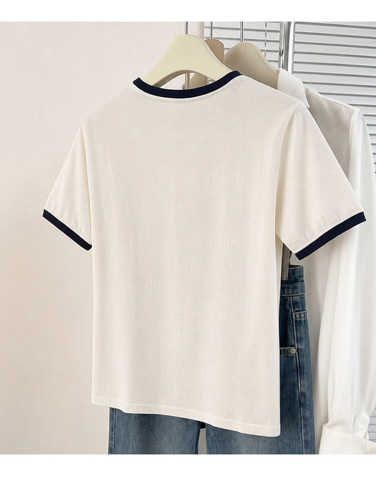 TonLion 2026 Summer New Women's Short Sleeve T-Shirt American Vintage Casual Simple Design Loose Fit Cotton 4