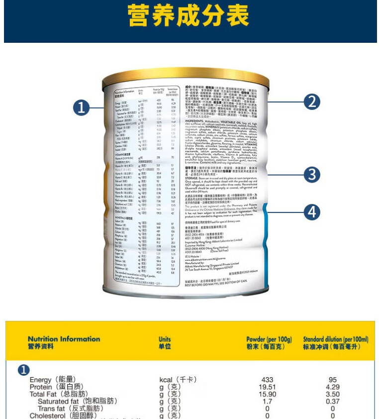 小安素奶粉配方表图片图片