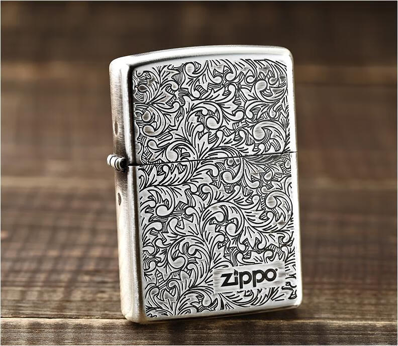 zippo打火机之宝唐草古银原装拉丝纹复送男票礼品 盔甲双面唐草_礼盒