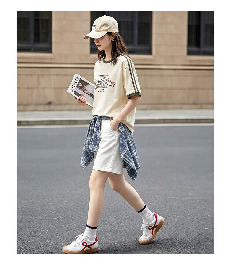 TonLion 2026 Summer Women's Short Sleeve T-Shirt Cotton American Casual Fashion Loose Trendy Top 23