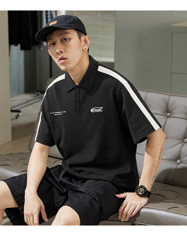 TonLion 2026 Summer New Men's Short Sleeve Polo Shirt Loose Fit Unique Youth Sports Stylish 9