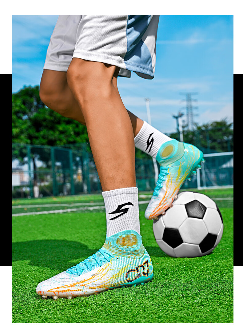 SAIBI Men's Soccer Shoes MG Short Studs Adult Youth Student Professional Training Competition Shoes 305M Vermilion Sparrow Size 44 19