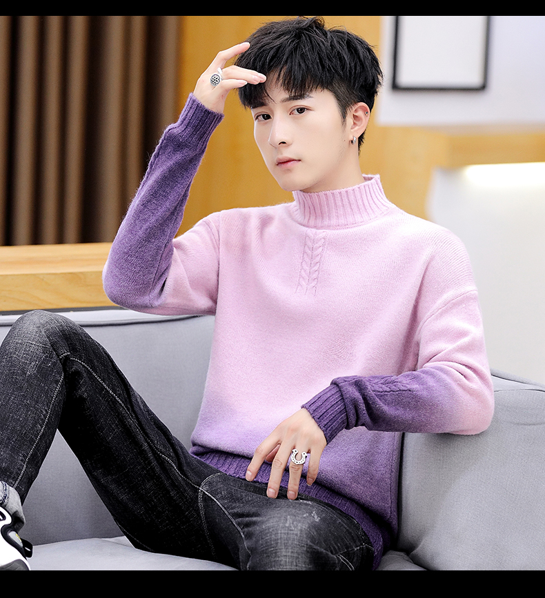 青少年半高领毛衣男13岁初中学生14秋冬15羊毛衫男 男毛衣16潮流 cc