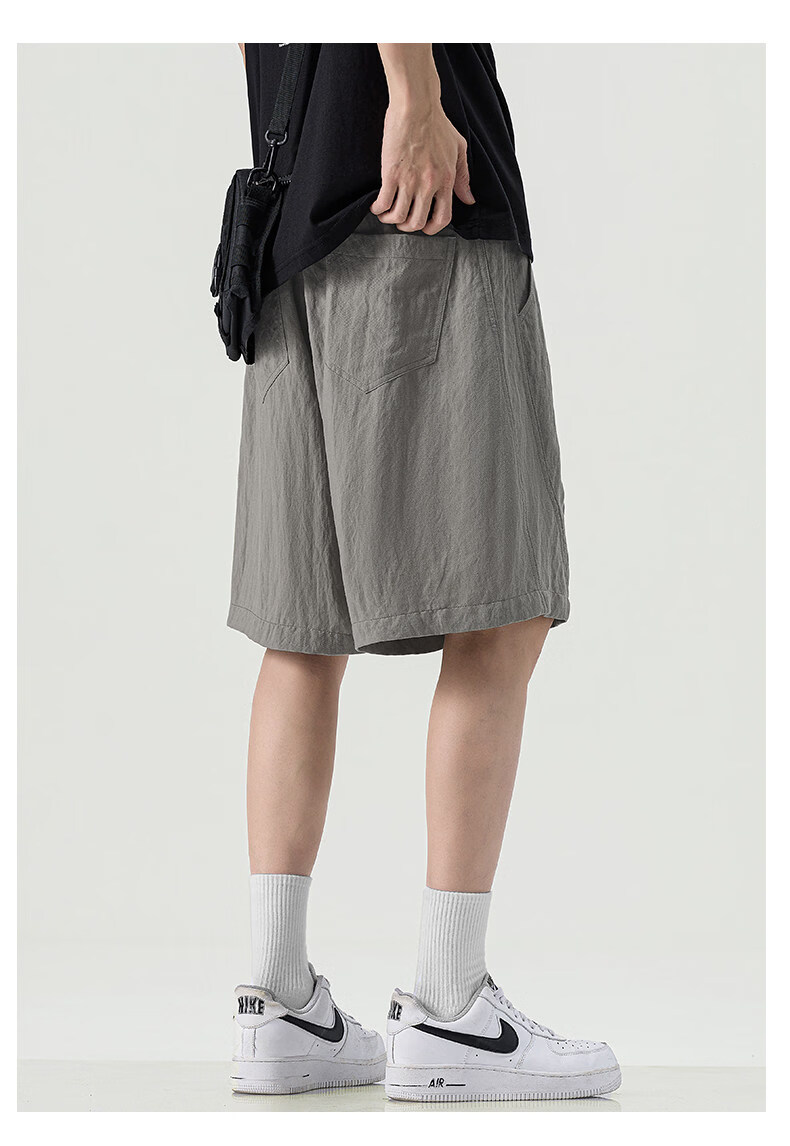 ROMON Tencel Linen Men's Summer Thin Casual Sports Quick-Dry Cooling Shorts Gray 2XL 13