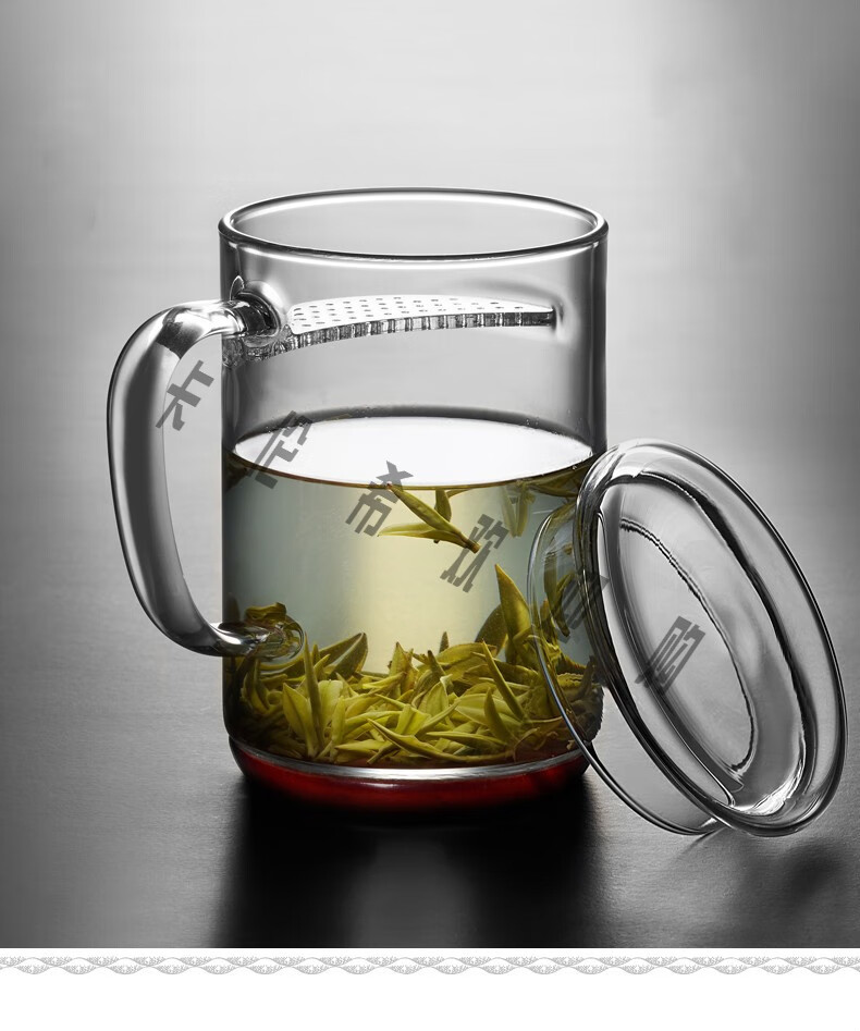 9665特价推荐玻璃茶杯精美小巧月牙杯耐热过滤玻璃杯办公室茶杯带