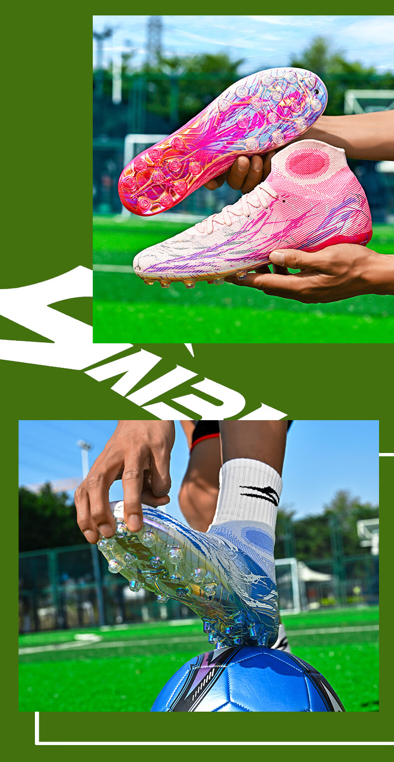SAIBI Men's Soccer Shoes MG Electroplated Short Studs Professional Training and Competition Shoes for Adults and Youth 308MJ White Blue Size 37 22