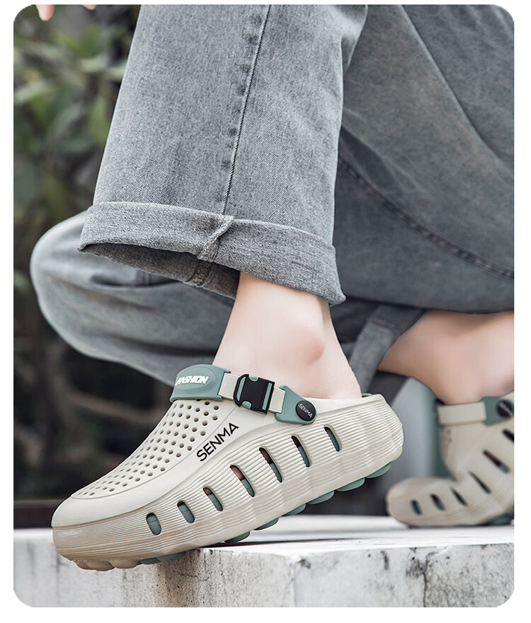 Senma Men’s 2026 New Summer Breathable Slip-On Clogs Non-Slip Odor-Resistant Comfortable Driving and Beach Sandals 15