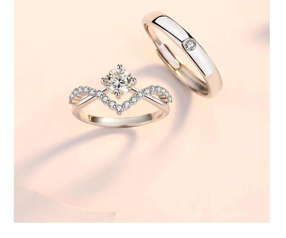 求婚戒指莫桑石钻戒情侣一对结婚对戒仿真钻石求婚婚礼现场仪式假戒指