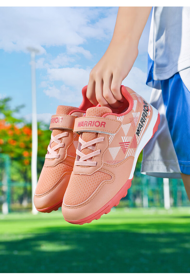 Warrior Children's Soccer Shoes Breathable Mesh TF Turf Training Shoes Unisex Kids 791 Dusty Pink Size 35 (225mm) 29