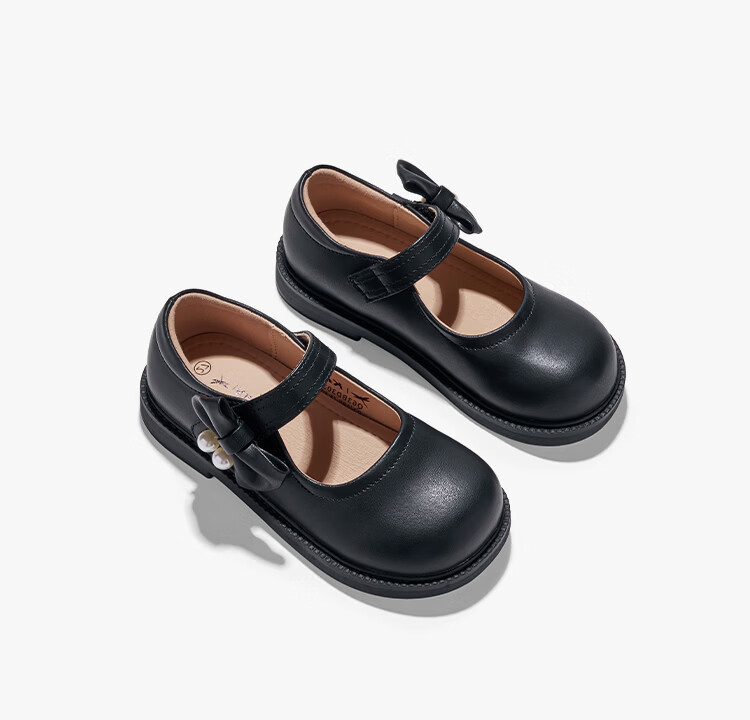RED DRAGONFLY Children's Autumn Shoes, Girls' Flats, Soft-Soled Princess Shoes for Girls, Small Leather Shoes Q51BPPY455 Black Size 34 25