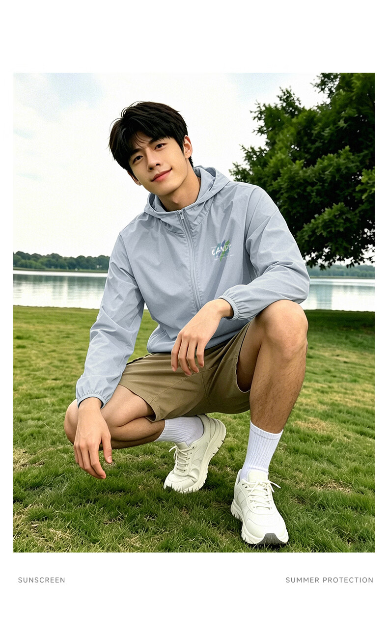 Jeanswest Men's Summer Outdoor UPF50+ Lightweight Loose UV Protection Skin Jacket Sunscreen Coat 10
