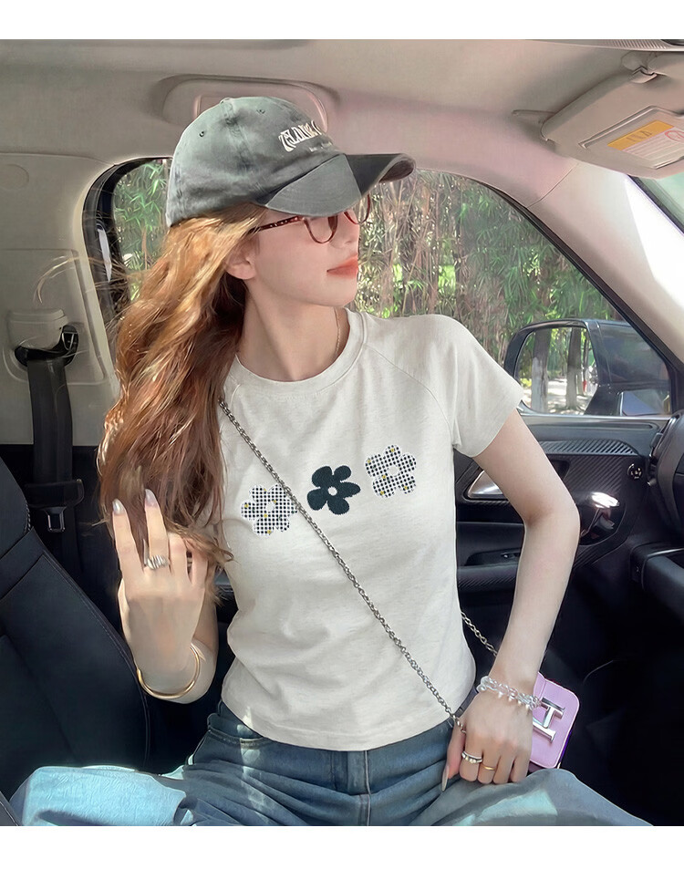 TonLion 2026 Summer New Women's Slim Fit Short Sleeve T-Shirt Fashion Casual High-Grade Versatile Shoulder Top 7