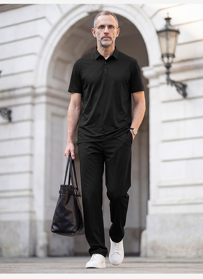 SHANSHAN Father's Day Practical Short Sleeve POLO Set Men's T-Shirt Two-Piece Pants Dad Summer Clothing 21