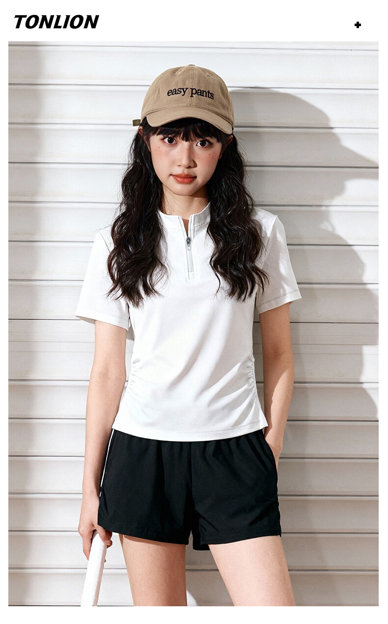 TonLion Quick-Dry Sunscreen Short Sleeve Women's Summer New 7A Antibacterial Running Cooling Sports T-Shirt Slim Fit Top 12