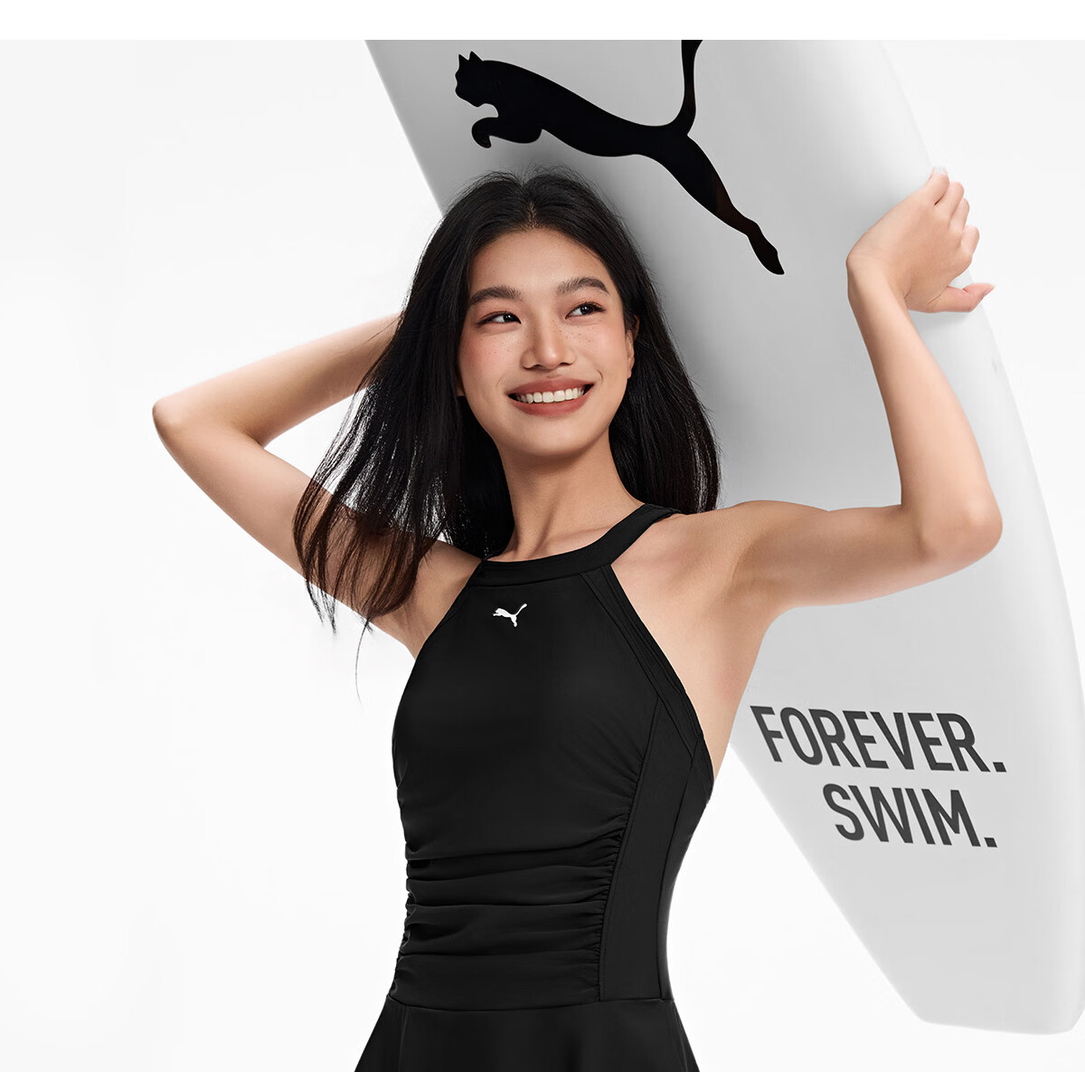 PUMA Women's One-Piece Swimsuit Slim Fit Backless UV Protection Beach Vacation Swimwear Anti-Exposure Hot Spring Bathing Suit 33