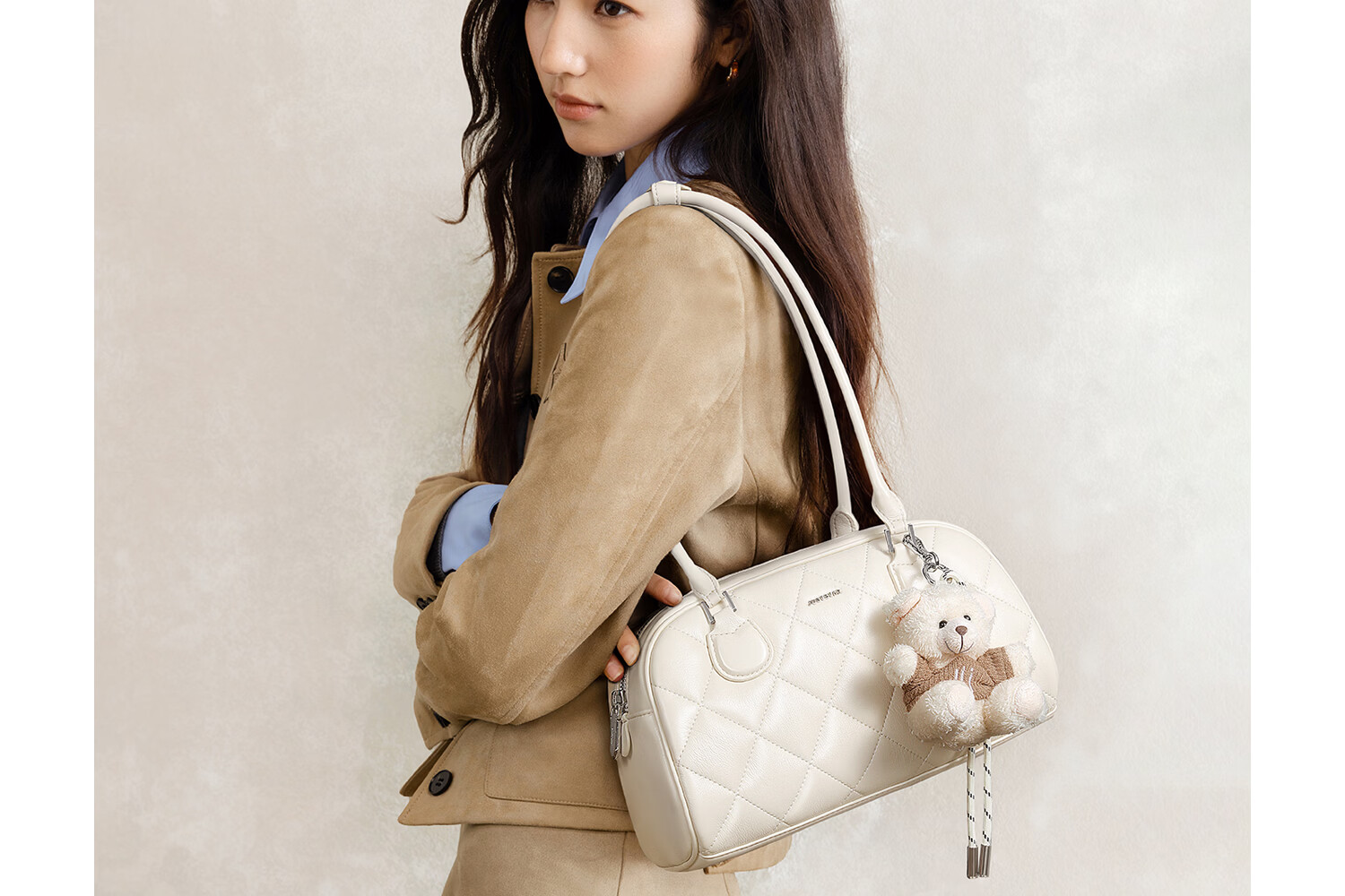 JUST STAR Sun Yi Style Baguette Bag Women's 2026 New Luxury Boston Bowling Underarm Bag Birthday Gift 31