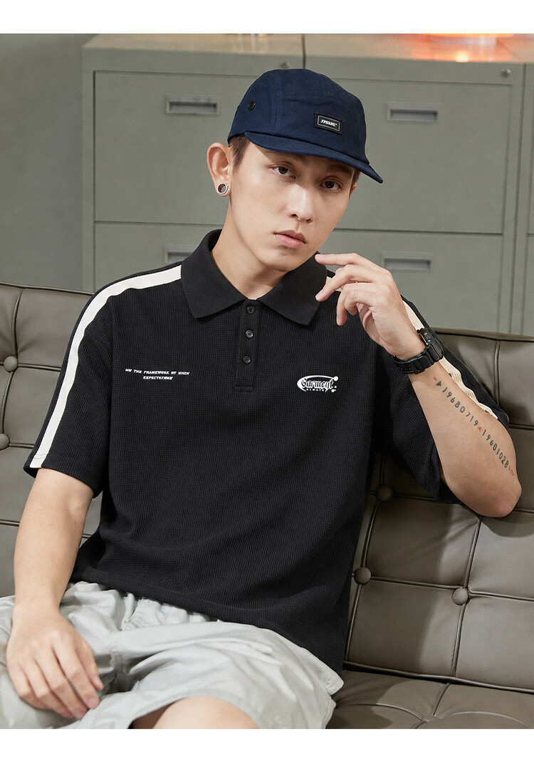 TonLion 2026 Summer New Men's Short Sleeve Polo Shirt Loose Fit Unique Youth Sports Stylish 10