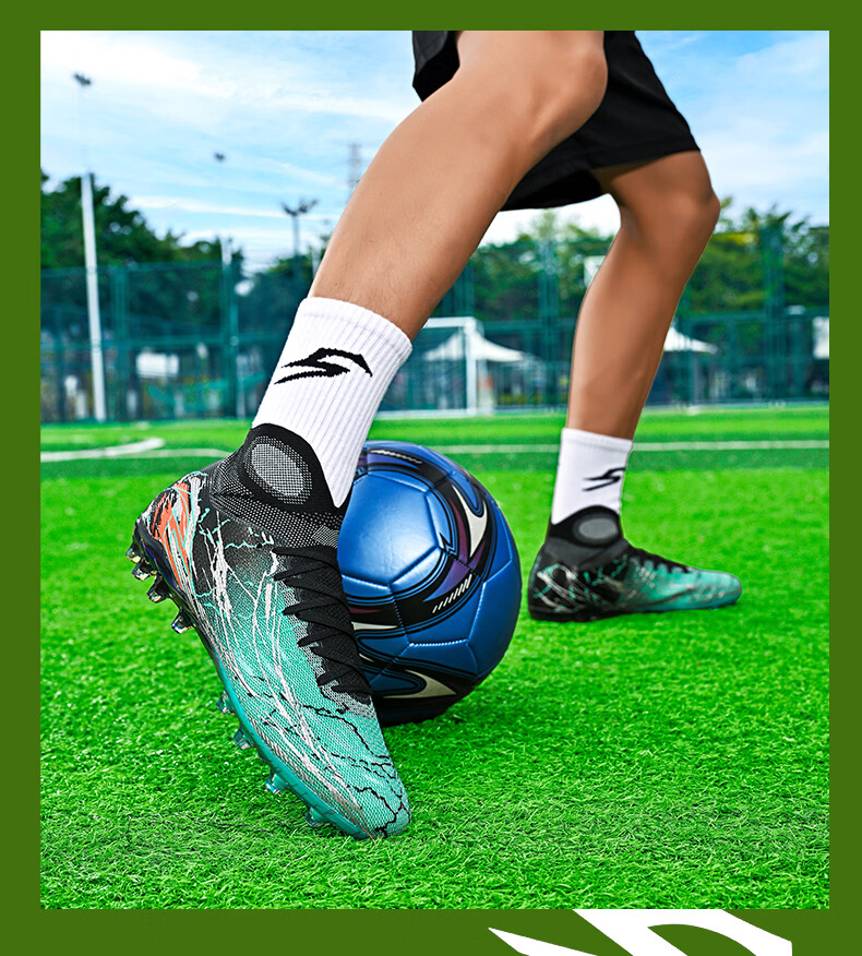 SAIBI Men's Soccer Shoes MG Electroplated Short Studs Professional Training and Competition Shoes for Adults and Youth 308MJ White Blue Size 37 15