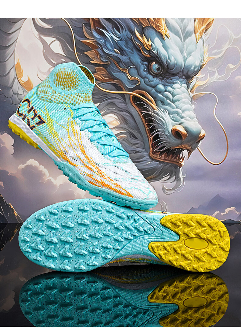 SAIBI Men's Soccer Shoes TF Turf Studs Adult Youth Student Professional Training Competition Shoes 305S Qinglong Size 43 23