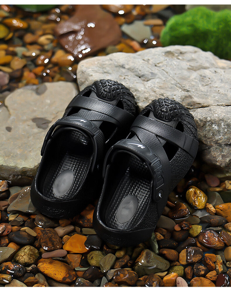 Double Star Kids Summer Slippers Boys Outdoor Beach Soft Sole Sports Clogs Black Size 35-36 13
