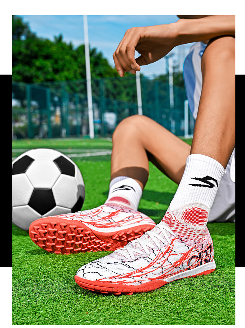 SAIBI Men's Soccer Shoes TF Turf Studs Adult Youth Student Professional Training Competition Shoes 305S Qinglong Size 43 19