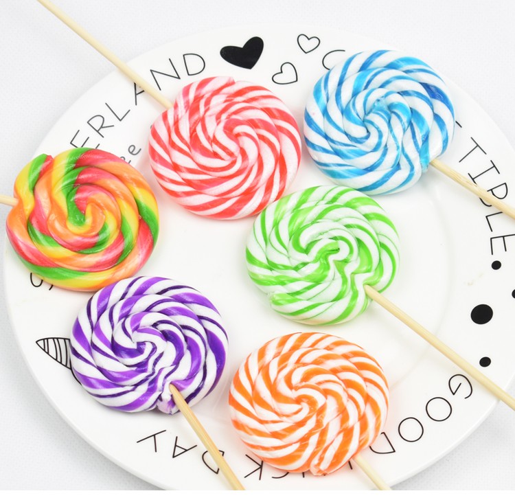 彩虹棒棒糖创意可爱超大波板糖儿童小糖果散装七彩色优选30克6色混装