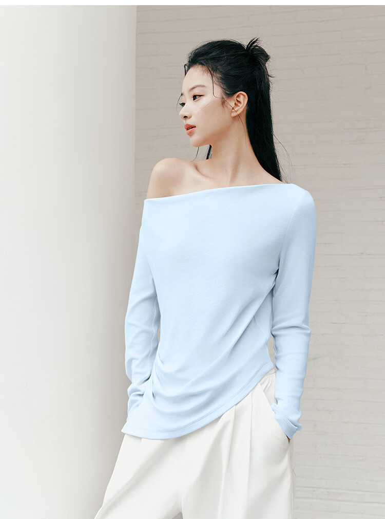 Semir Women's Long Sleeve Crop Top Off-Shoulder Waist Slim Fit Shirt 26 Autumn One-Shoulder Elegant Outerwear 10A526101001 17
