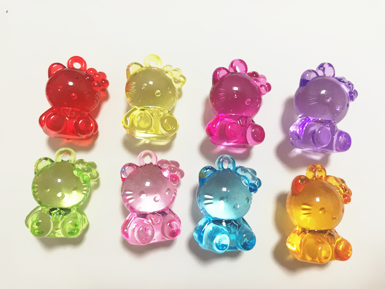 儿童水晶手链项链吊坠亚克力彩色猫咪宝石小孩kt小猫过家家玩具 kt坐