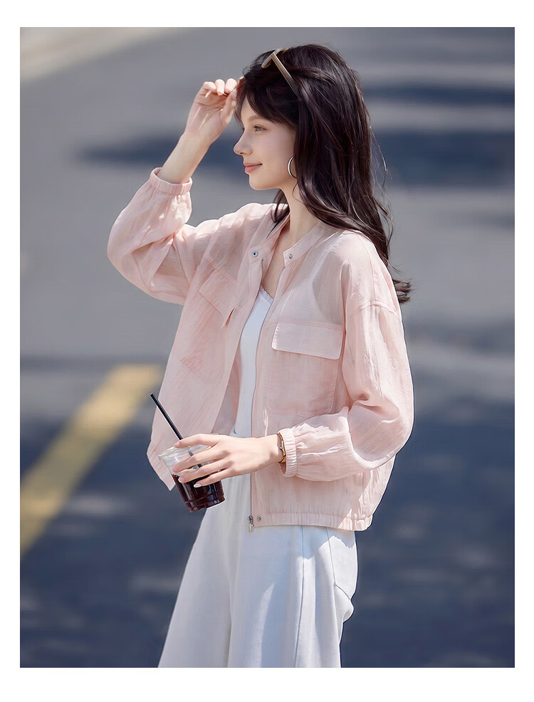 TonLion 2026 New Summer Women's Short Round Neck Cardigan Pink Korean Loose Casual Style 10