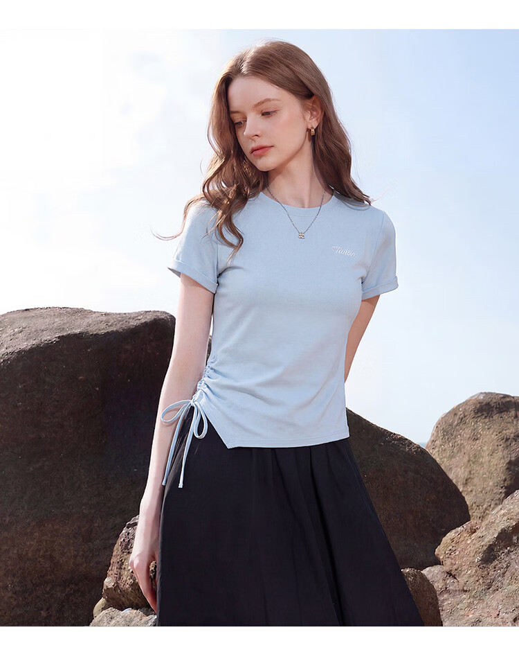 TonLion 2026 New Summer Women's Short Sleeve T-Shirt Unique Design Loose Fit Top Summer Outfit 4