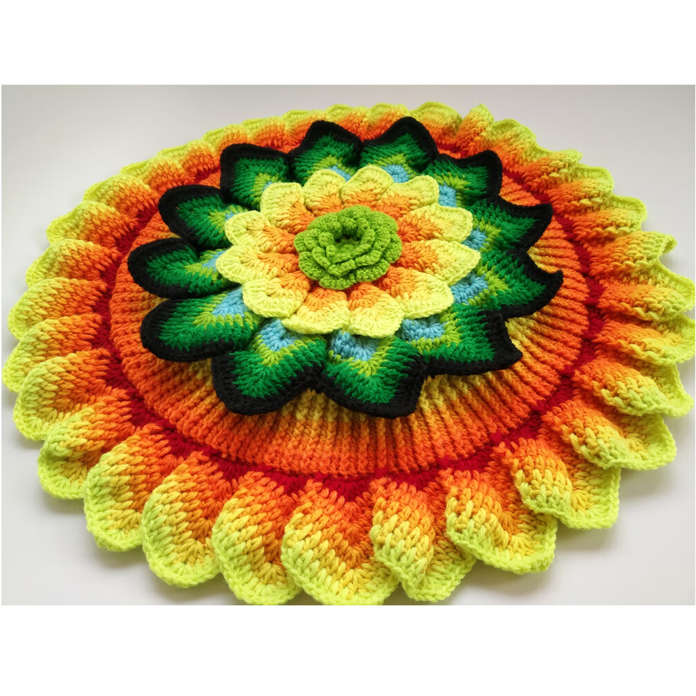 手工莲花坐垫毛线纯手工编织坐垫莲花椅垫diy家用办公椅垫车垫线钩