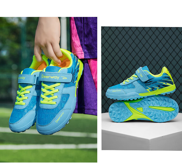 DEERWAY Kids Soccer Shoes Summer Mesh Breathable 6-12 Years TF Turf Cleats Boys Training Shoes Black Blue Purple Size 36 17