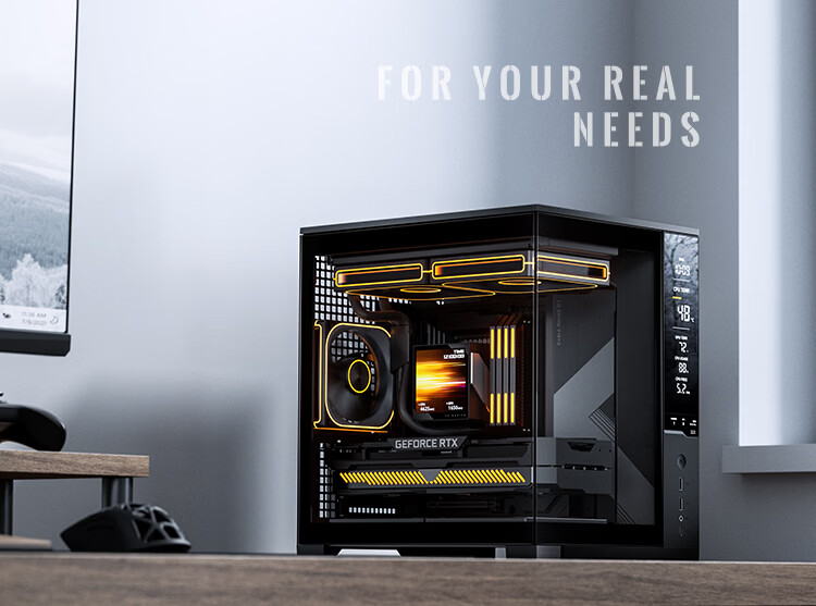 JONSBO TM-280 Black All-in-One Liquid Cooler with Display (140mm*2 ARGB Fans, PWM Smart Temperature Control, 3.95-inch IPS Screen, Magnetic Cold Head) 1