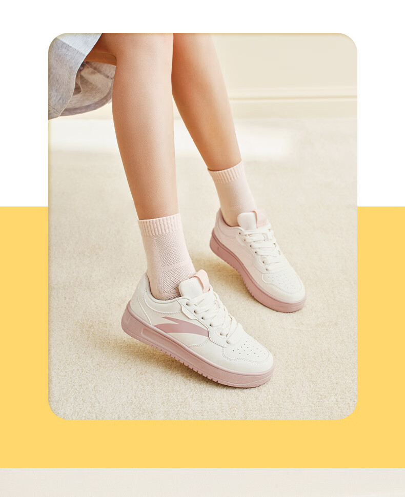 Anta Easy Casual Women's Sneakers Summer Breathable Couple Simple White Shoes Soft Sole Comfortable Thick Sole Height Increasing Leisure Shoes 15