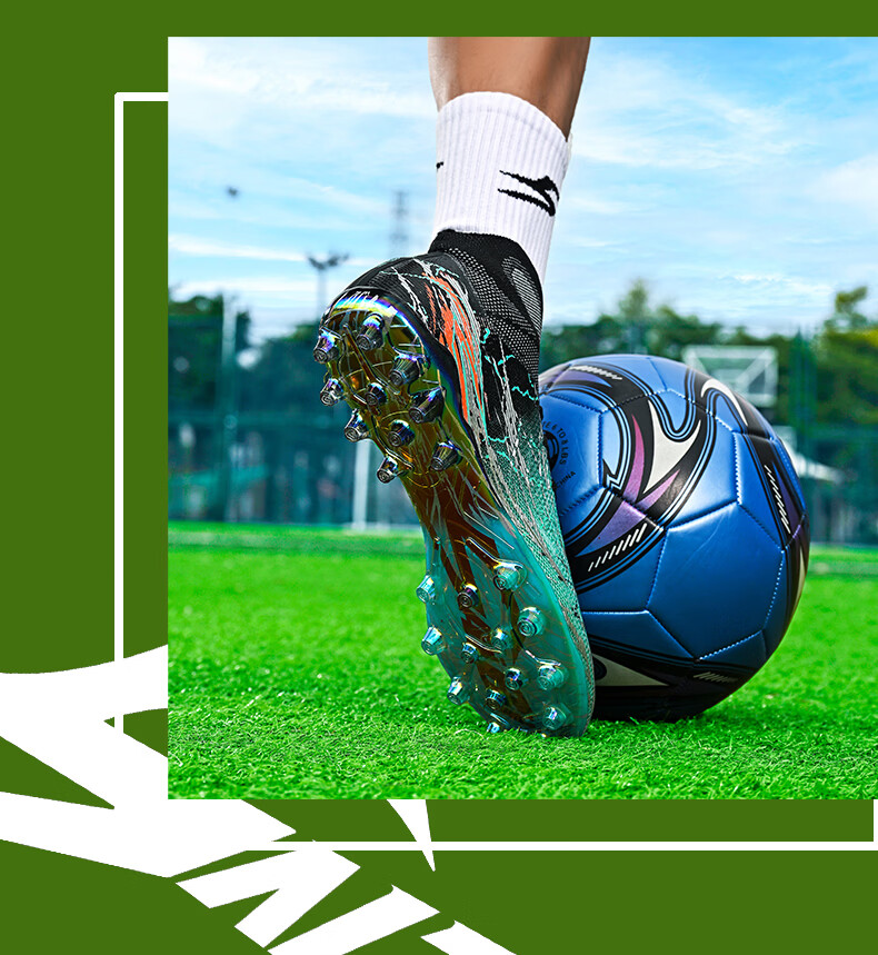 SAIBI Men's Soccer Shoes MG Electroplated Short Studs Professional Training and Competition Shoes for Adults and Youth 308MJ White Blue Size 37 17
