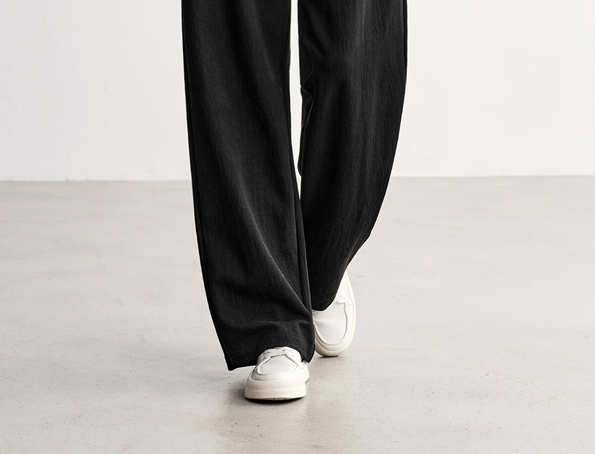 HAUT TON Lyocell Faux Linen Slightly Wrinkled Straight-Leg Pants for Men, 2026 Summer New Style Commuter Straight Casual Long Trousers 5159 34