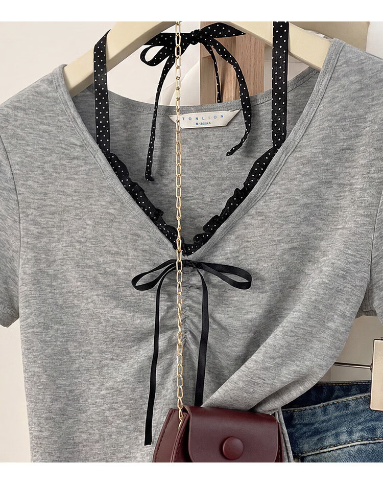TonLion 2026 Summer Women's Faux Two-Piece Short Sleeve T-Shirt Elegant Fashion Versatile Premium Quality Women's Tee 5
