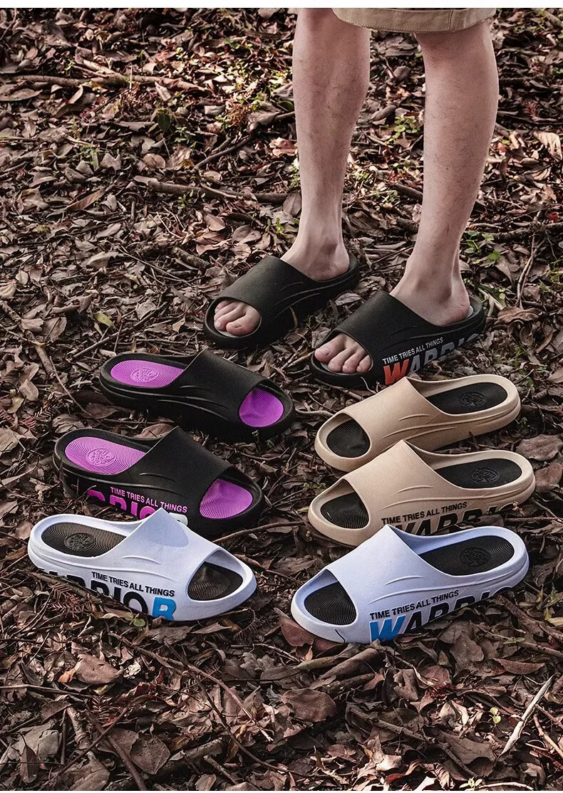 Huili Men's Slippers, Summer Thick-Soled Non-Slip Bathroom Slide Sandals, Outdoor Wear, Soft Sole, Durable Beach Sandals, Black And Gray, Size 42-43 18