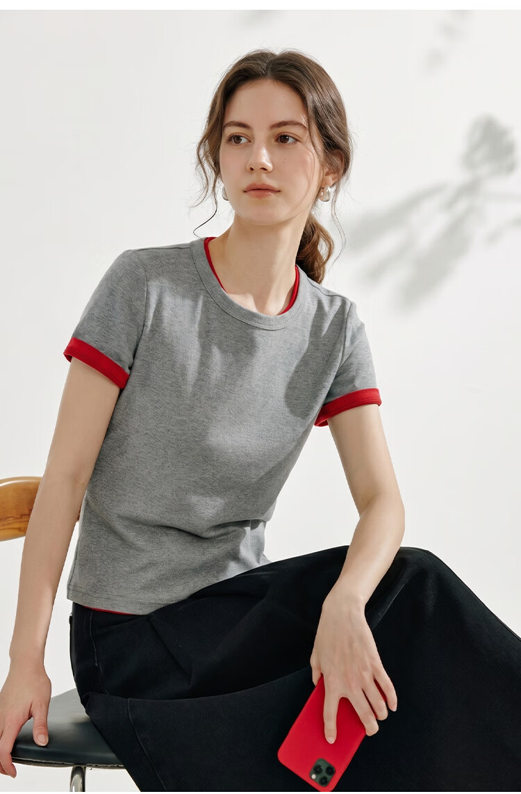 Inman [Runway Same Style] Straight Shoulder Multicolor Basic Short Sleeve T-Shirt Women Summer 2026 Top Black S 39