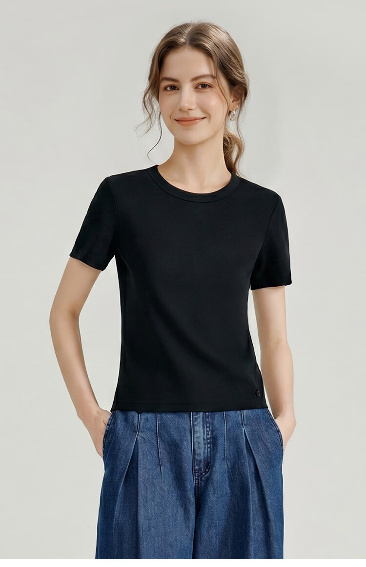 Inman [Runway Same Style] Straight Shoulder Multicolor Basic Short Sleeve T-Shirt Women Summer 2026 Top Black S 4