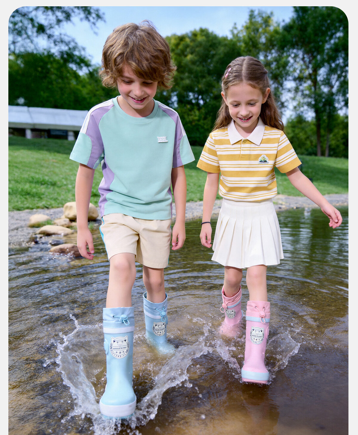 Sweet Baby Kids Rain Boots Boys 7-12 Years Old School Use JD Self-operated Non-slip Durable Rubber Rain Shoes 16