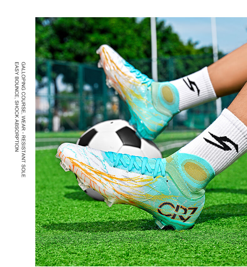 SAIBI Men's Soccer Shoes AG/FG Long Studs Adult Youth Student Professional Training Competition Shoes 305C Suzaku 42 17