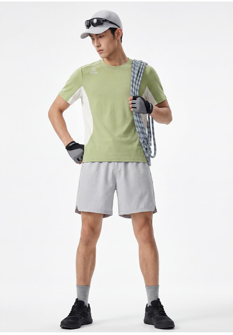 PEAK Outdoor Quick-Dry Sports T-Shirt Men Summer Antibacterial Moisture-Wicking Breathable Ice Silk Cooling 2026 New Short Sleeve Men C 18