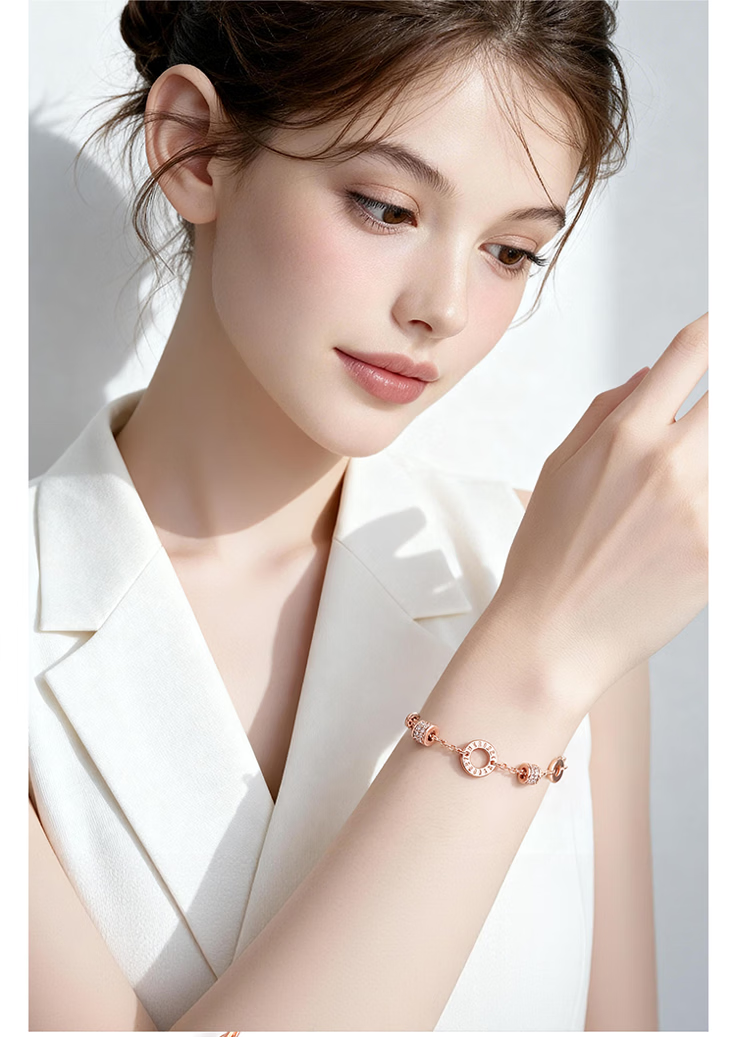 Aji Bean Women's Bracelet Fashion Trendy Simple Versatile Crystal Double Layer Stacking New Chinese Style National Wind Hand Chain 4