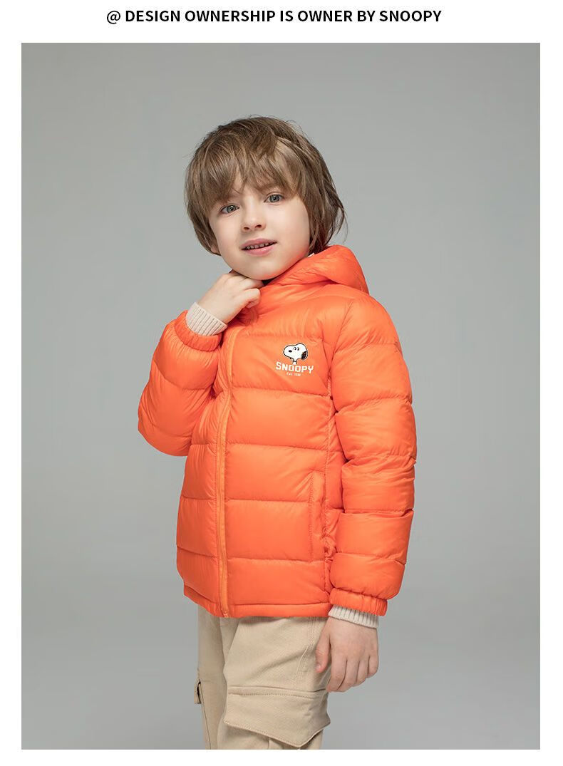 史努比童装羽绒服史努比儿童轻薄款羽绒服女2022男童外套宝宝秋冬季小